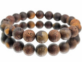 Cognac Amber Round Beads Stretch Bracelet